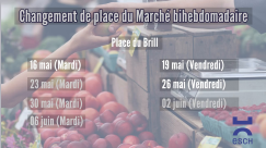 Changement de place du Marché bihebdomadaire du 16 mai au 06 juin 2023