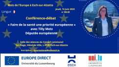 Mois de l’Europe – « Faire de la santé une priorité européenne », conférence-débat avec Tilly Metz, députée européenne