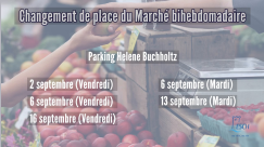 Changement de place du Marché bihebdomadaire du 02 au 16 septembre 2022